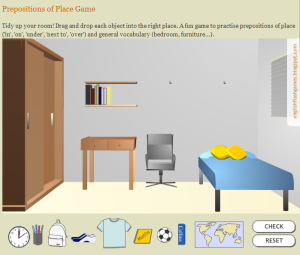 ENGLISH FLASH GAMES for Learning Vocabulary- Prepositions of Place Game